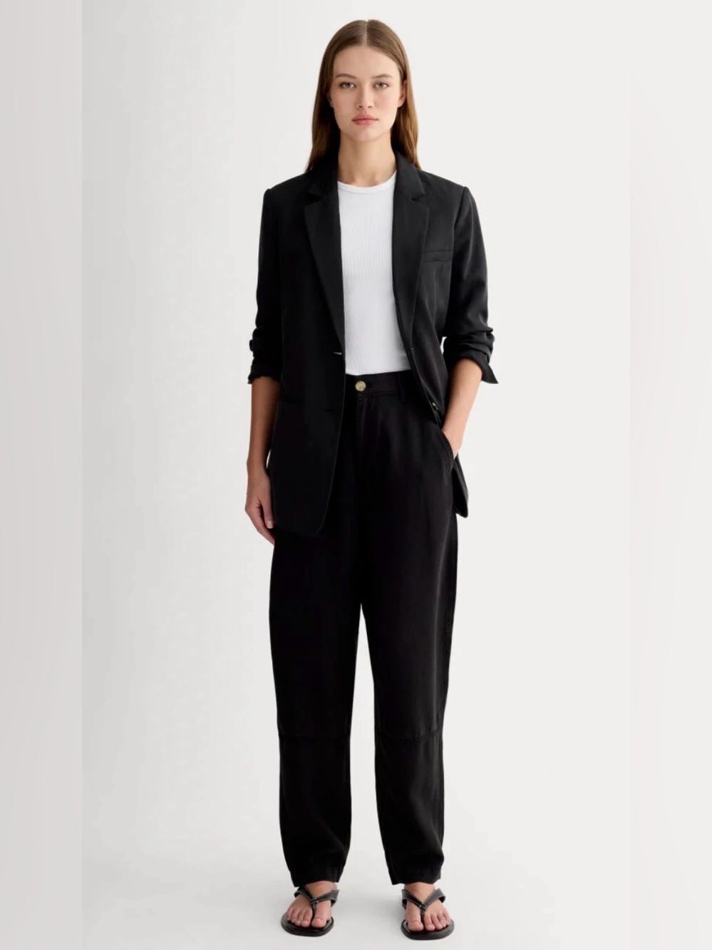 New Everlane THE CHINO IN BUTTERSOFT Barrel Leg Black Size 8